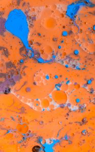 Preview wallpaper paint, liquid, stains, spots, abstraction, orange, blue