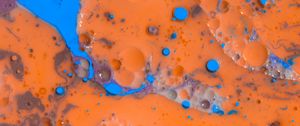 Preview wallpaper paint, liquid, stains, spots, abstraction, orange, blue