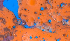 Preview wallpaper paint, liquid, stains, spots, abstraction, orange, blue