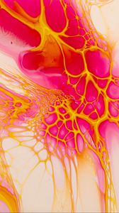 Preview wallpaper paint, liquid, stains, abstraction, pink, yellow