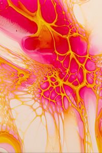Preview wallpaper paint, liquid, stains, abstraction, pink, yellow