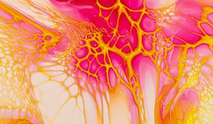 Preview wallpaper paint, liquid, stains, abstraction, pink, yellow