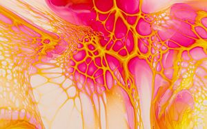 Preview wallpaper paint, liquid, stains, abstraction, pink, yellow
