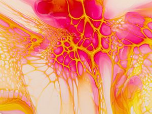 Preview wallpaper paint, liquid, stains, abstraction, pink, yellow