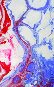 Preview wallpaper paint, liquid, stains, spots, abstraction, blue, red