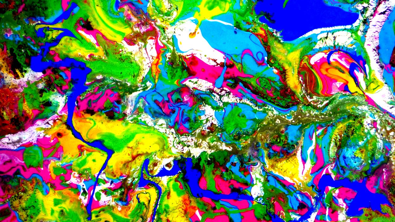 Wallpaper paint, mixing, stains, abstraction, bright