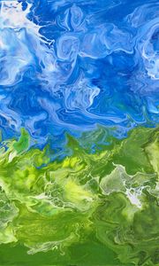 Preview wallpaper paint, mixing, stains, abstraction, blue, green