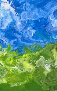 Preview wallpaper paint, mixing, stains, abstraction, blue, green