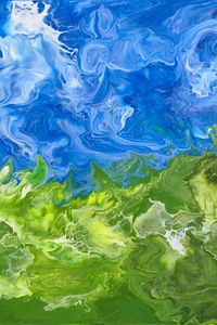 Preview wallpaper paint, mixing, stains, abstraction, blue, green