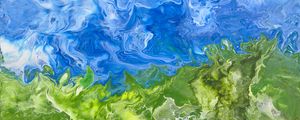 Preview wallpaper paint, mixing, stains, abstraction, blue, green