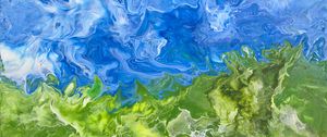 Preview wallpaper paint, mixing, stains, abstraction, blue, green