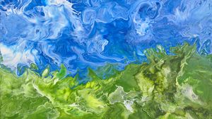 Preview wallpaper paint, mixing, stains, abstraction, blue, green