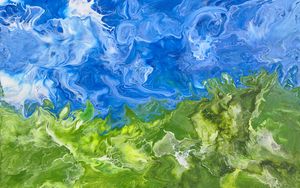 Preview wallpaper paint, mixing, stains, abstraction, blue, green