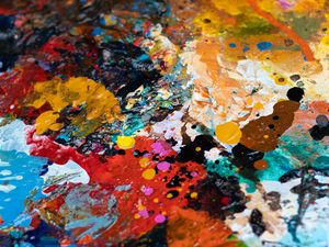 Preview wallpaper paint, palette, colorful, spots, texture