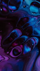 Preview wallpaper paint, spots, liquid, fluid art, stains, blue, purple