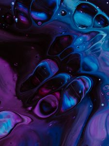 Preview wallpaper paint, spots, liquid, fluid art, stains, blue, purple