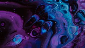 Preview wallpaper paint, spots, liquid, fluid art, stains, blue, purple