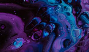 Preview wallpaper paint, spots, liquid, fluid art, stains, blue, purple