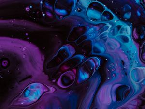 Preview wallpaper paint, spots, liquid, fluid art, stains, blue, purple