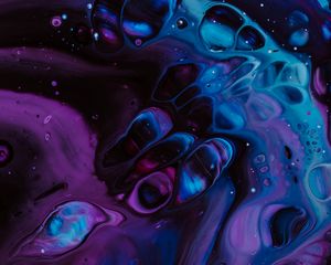 Preview wallpaper paint, spots, liquid, fluid art, stains, blue, purple