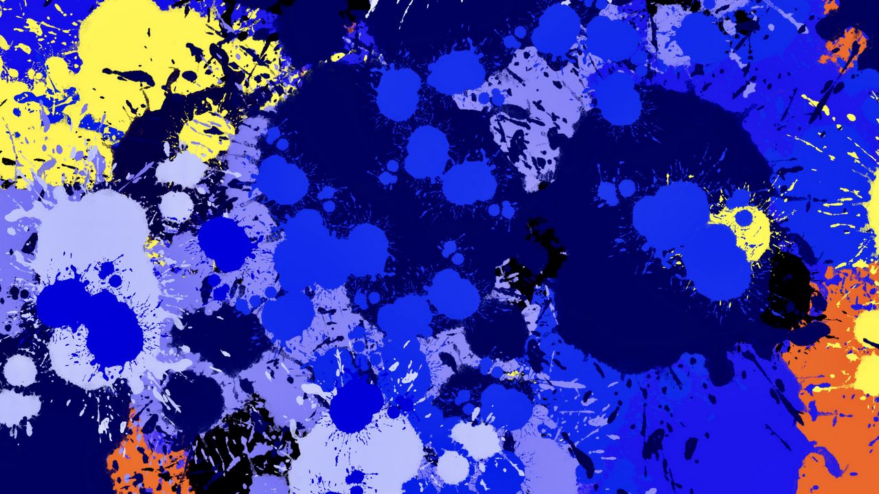 Wallpaper paint, spots, splashes, drips, abstraction, blue