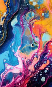 Preview wallpaper paint, spots, stains, colorful, lines, abstraction