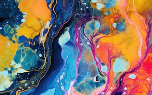 Preview wallpaper paint, spots, stains, colorful, lines, abstraction