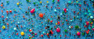 Preview wallpaper paint, spray, drops, multicolored, blue