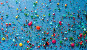 Preview wallpaper paint, spray, drops, multicolored, blue