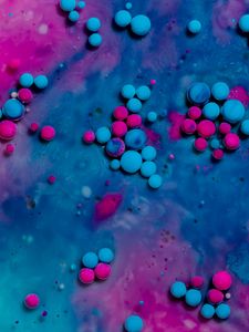 Preview wallpaper paint, stains, bubbles, abstraction, blue, pink