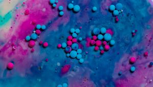 Preview wallpaper paint, stains, bubbles, abstraction, blue, pink