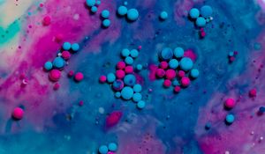 Preview wallpaper paint, stains, bubbles, abstraction, blue, pink