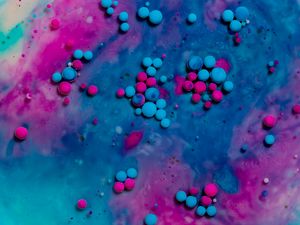 Preview wallpaper paint, stains, bubbles, abstraction, blue, pink