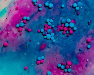 Preview wallpaper paint, stains, bubbles, abstraction, blue, pink