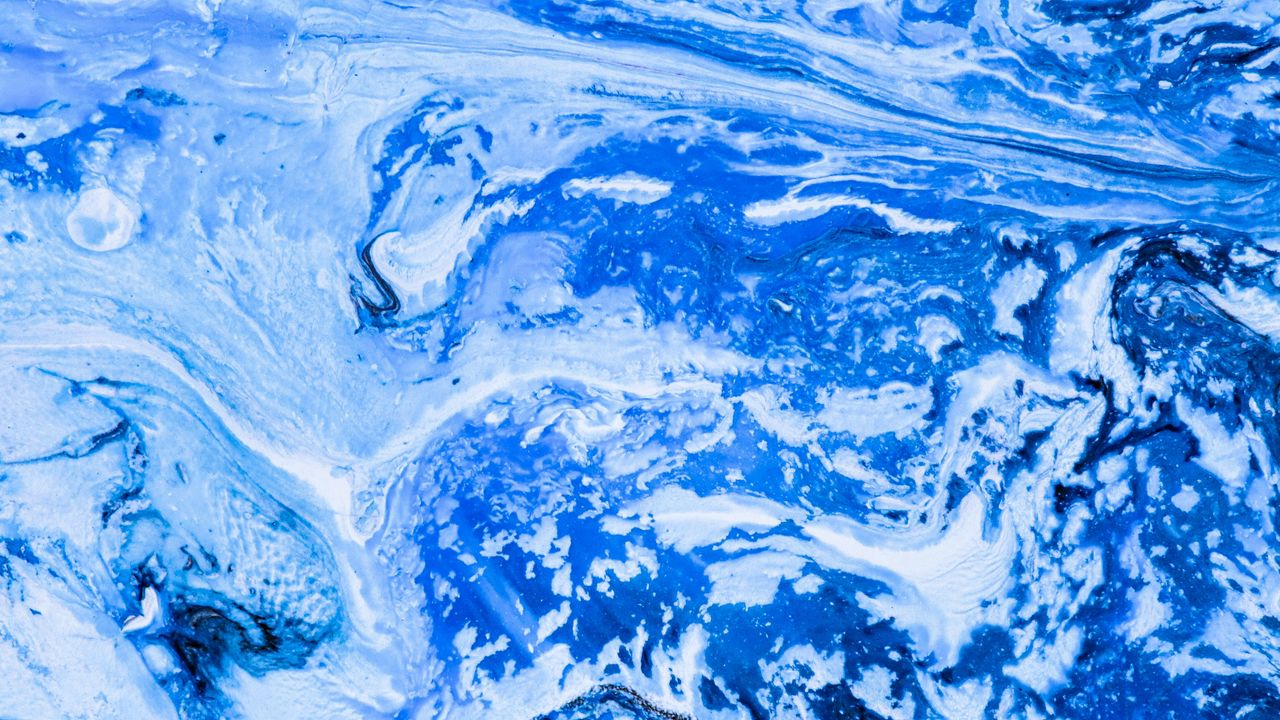Wallpaper paint, stains, fluid art, abstraction, blue, white
