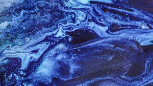 Preview wallpaper paint, stains, fluid art, abstraction, blue, sparkles
