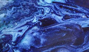 Preview wallpaper paint, stains, fluid art, abstraction, blue, sparkles