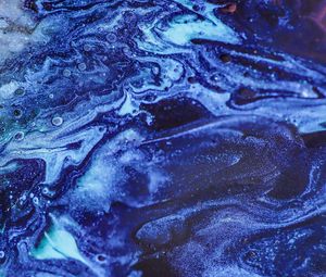 Preview wallpaper paint, stains, fluid art, abstraction, blue, sparkles