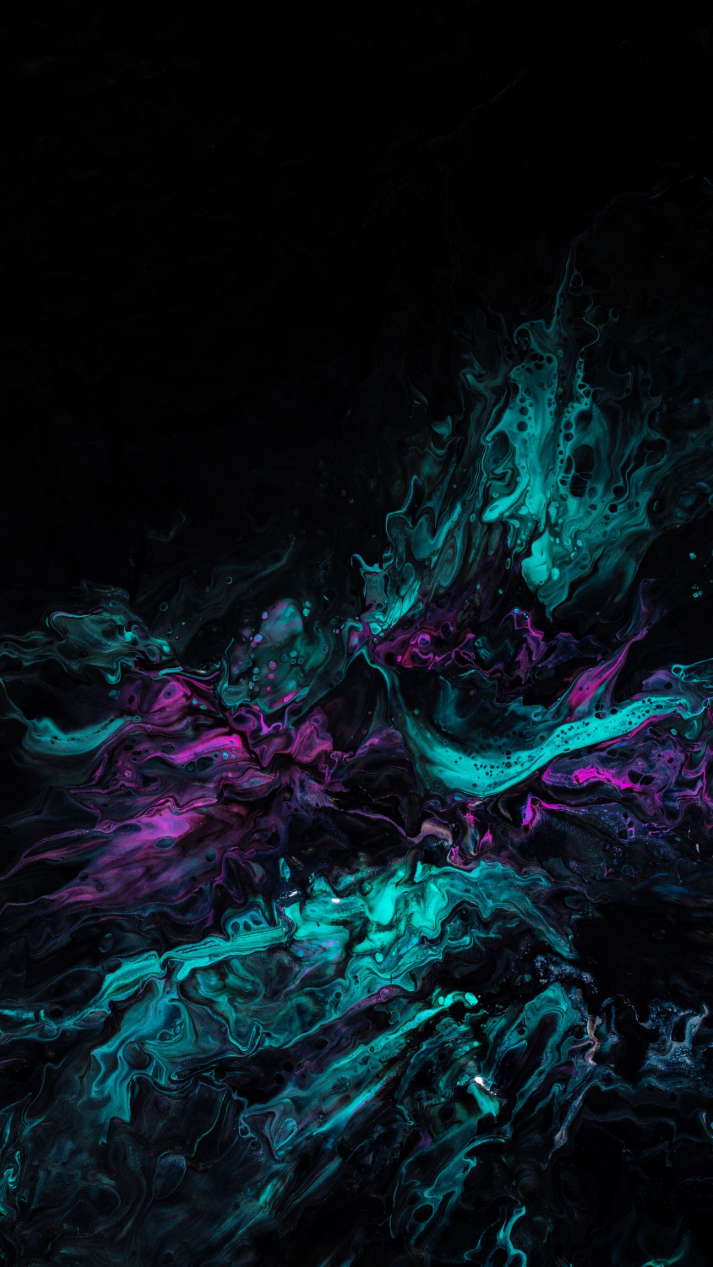 Download wallpaper 1440x2560 paint, stains, mixing, liquid, turquoise,  purple, dark qhd samsung galaxy s6, s7, edge, note, lg g4 hd background
