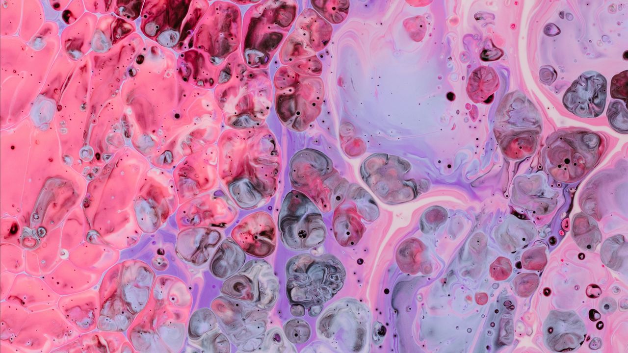 Wallpaper paint, stains, pink, lilac, circles, spots, abstraction, multi-colored