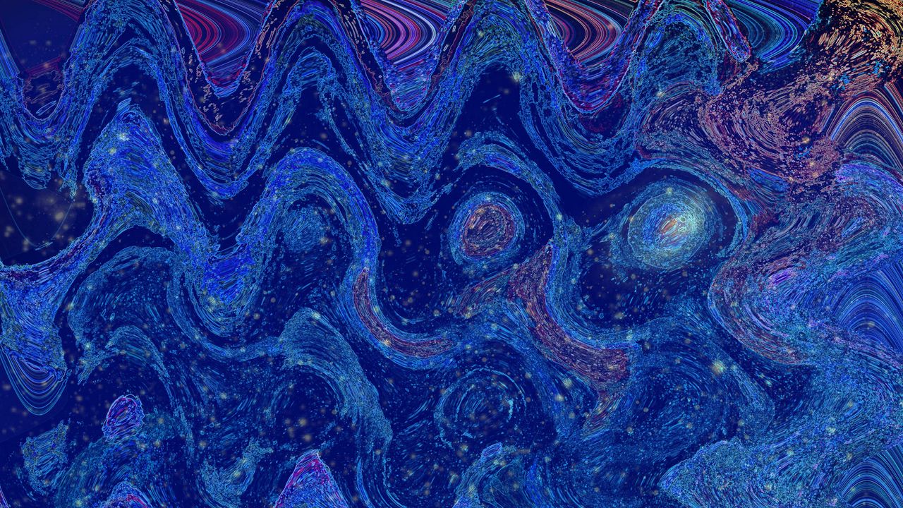 Wallpaper paint, stains, waves, wavy, blue