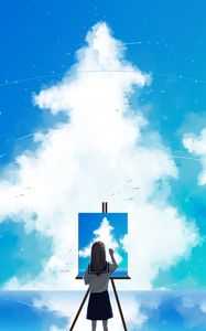 Preview wallpaper painter, sky, clouds, art, canvas, paint