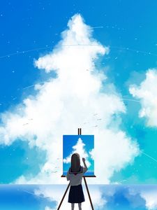 Preview wallpaper painter, sky, clouds, art, canvas, paint