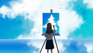 Preview wallpaper painter, sky, clouds, art, canvas, paint