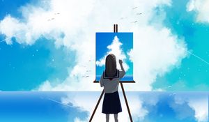 Preview wallpaper painter, sky, clouds, art, canvas, paint