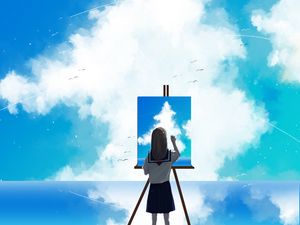 Preview wallpaper painter, sky, clouds, art, canvas, paint