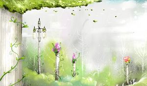 Preview wallpaper painting, paint, color, trees, nature, landscape