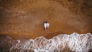 Preview wallpaper pair, beach, aerial view, sea, wave