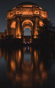 Preview wallpaper palace of fine arts, arch, night, san francisco california