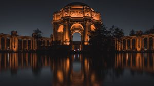 Preview wallpaper palace of fine arts, arch, night, san francisco california